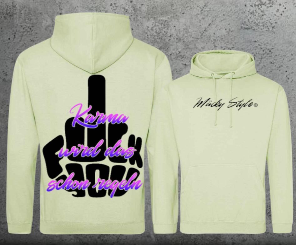 FuckYou Karma (Schwarz/Bunt) Hoodie Unisex Backprint
