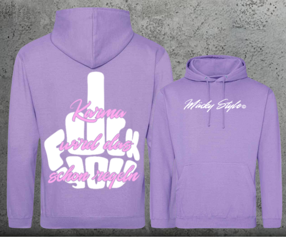 FuckYou Karma (Weiss/Rosa) Hoodie Unisex Backprint