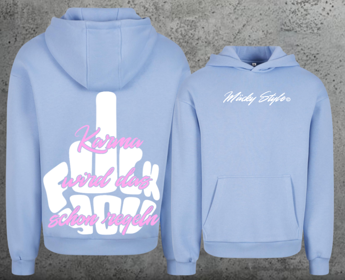 FuckYou Karma (Weiss/Rosa) Hoodie Soft Backprint