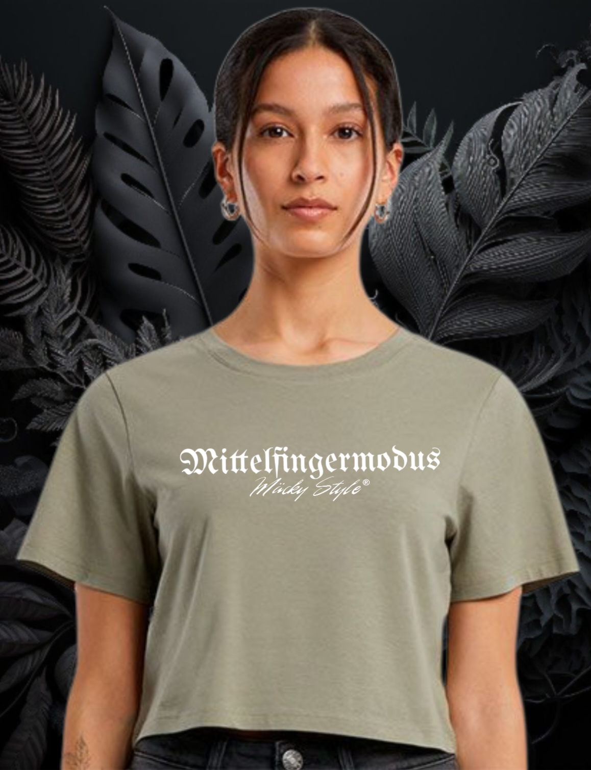 Middle Finger Mode Cropped Tee Woman
