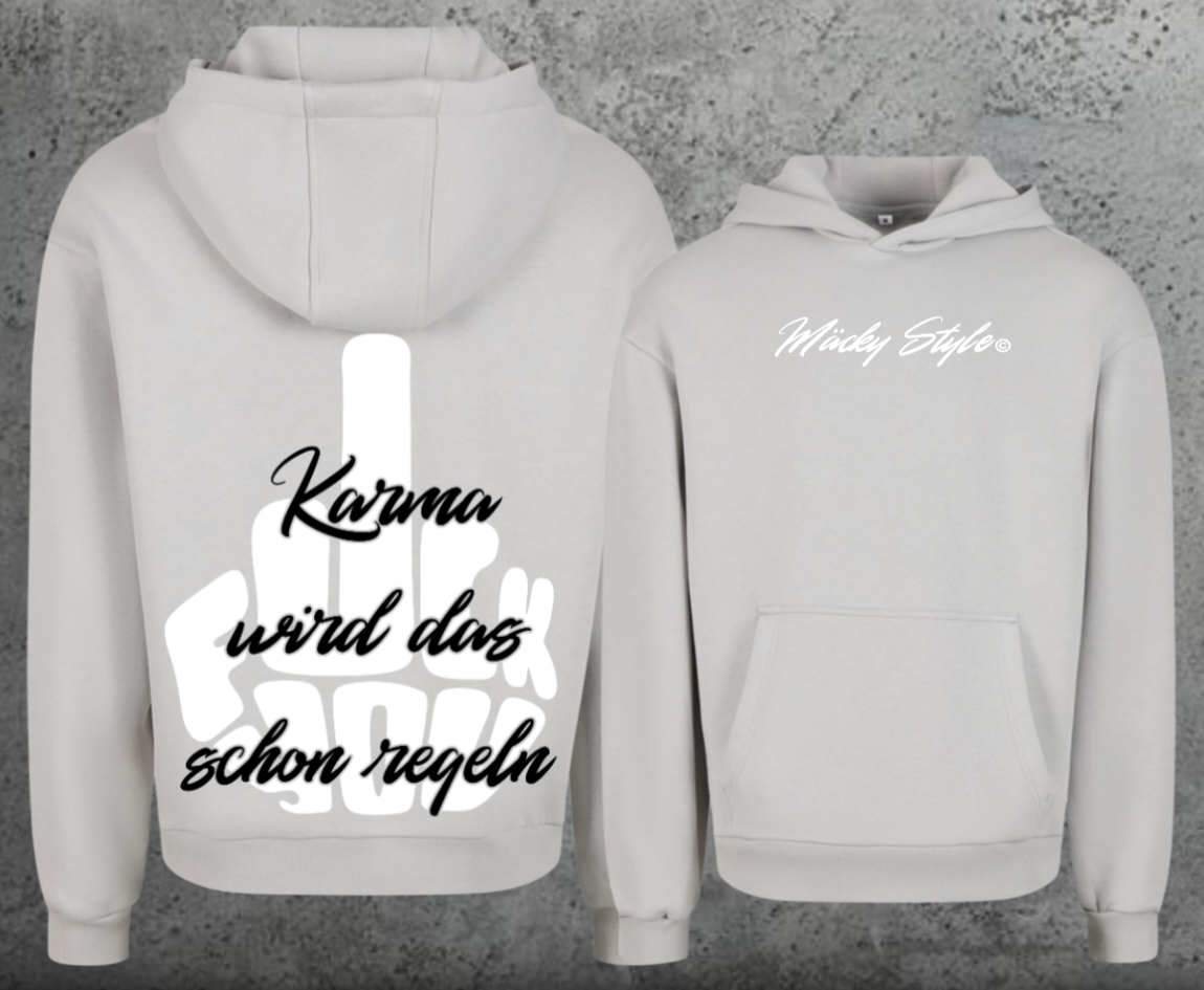 FuckYou Karma (Weiss/Schwarz) Hoodie Soft Backprint