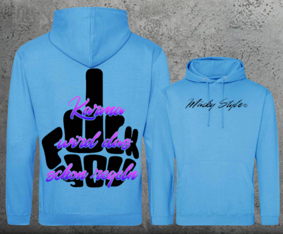 FuckYou Karma (Schwarz/Bunt) Hoodie Unisex Backprint