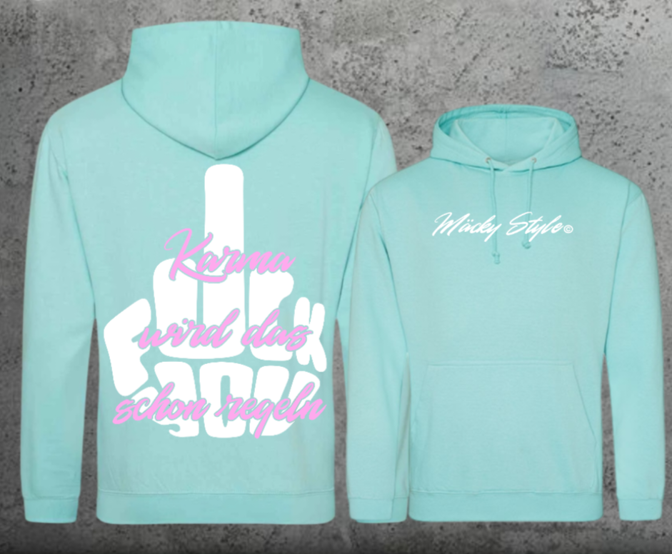 FuckYou Karma (Weiss/Rosa) Hoodie Unisex Backprint