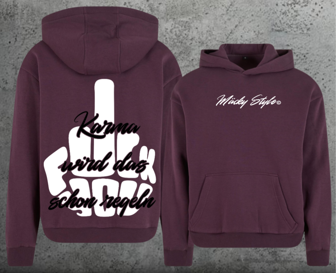FuckYou Karma (Weiss/Schwarz) Hoodie Soft Backprint
