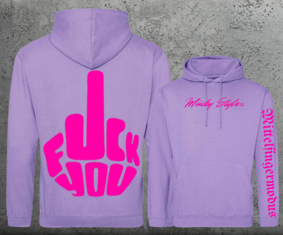 FuckYou - Mittelfingermodus Pink Hoodie Unisex Backprint