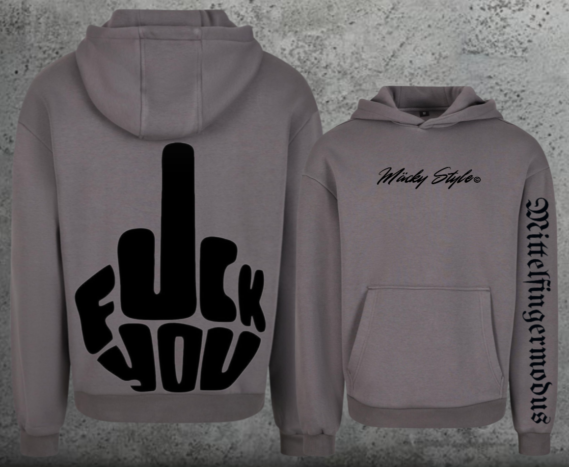 FuckYou - Mittelfingermodus Schwarz Hoodie Soft Backprint