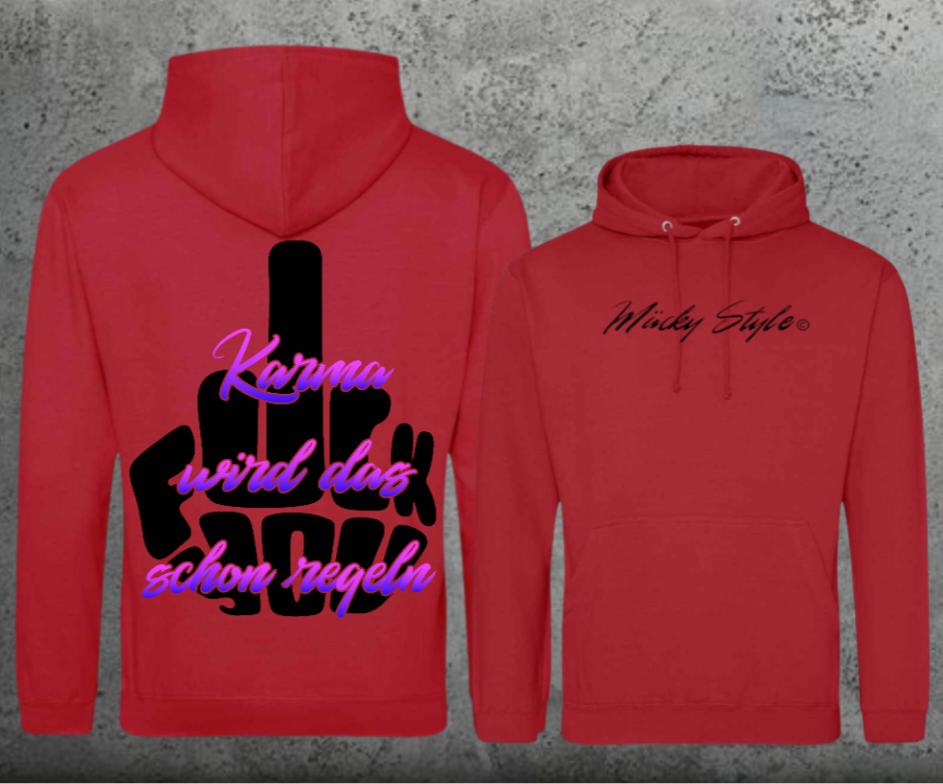 FuckYou Karma (Schwarz/Bunt) Hoodie Unisex Backprint
