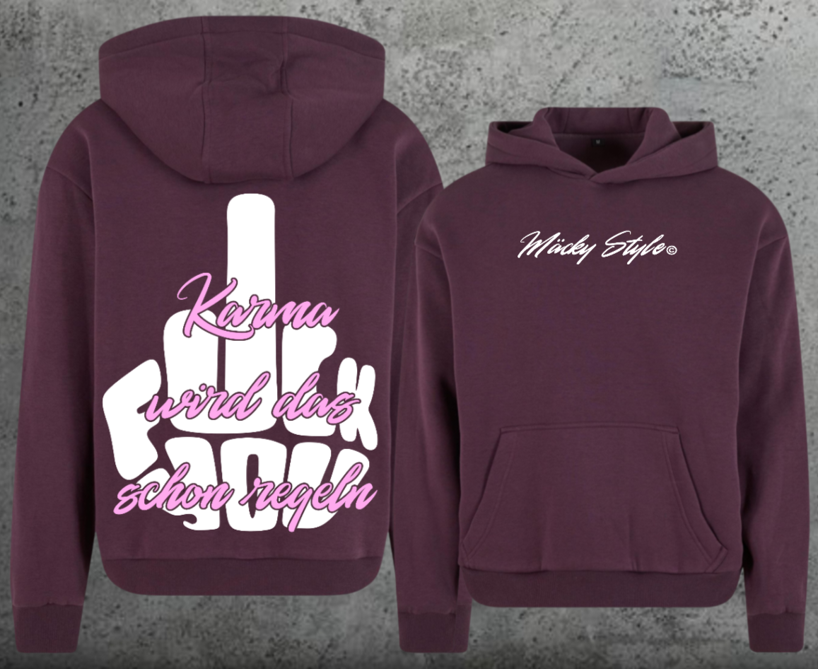 FuckYou Karma (Weiss/Rosa) Hoodie Soft Backprint