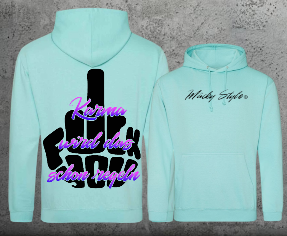 FuckYou Karma (Schwarz/Bunt) Hoodie Unisex Backprint