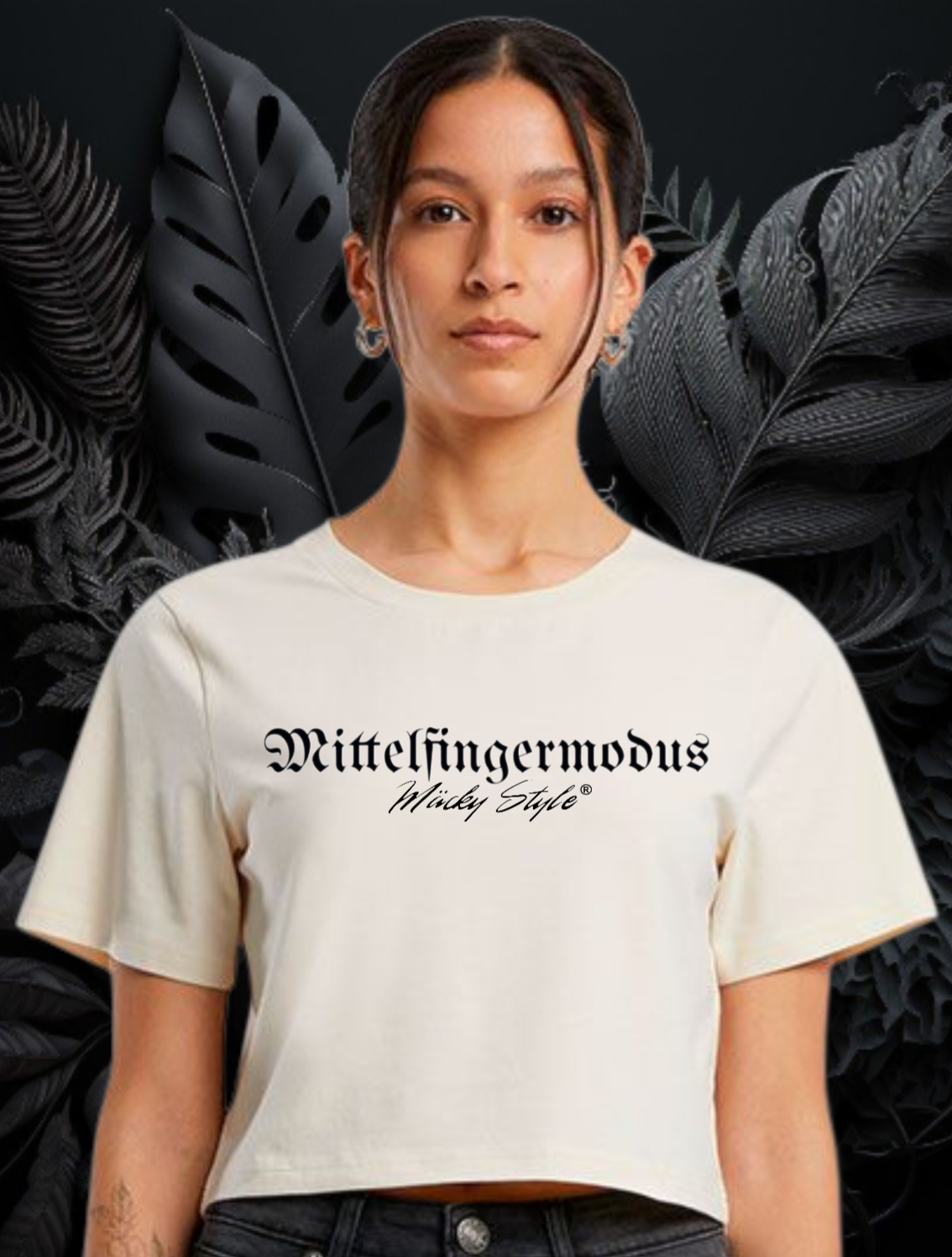 Middle Finger Mode Cropped Tee Woman