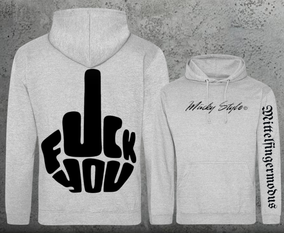 FuckYou - Mittelfingermodus Schwarz Hoodie Unisex Backprint