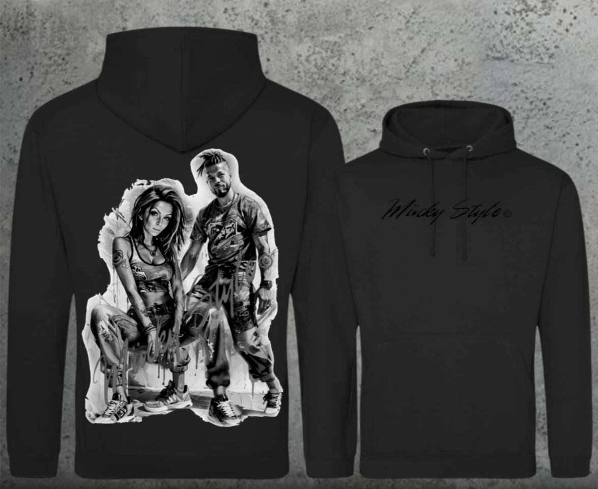 Die Macher Schwarz/Weiss Hoodie Unisex Backprint