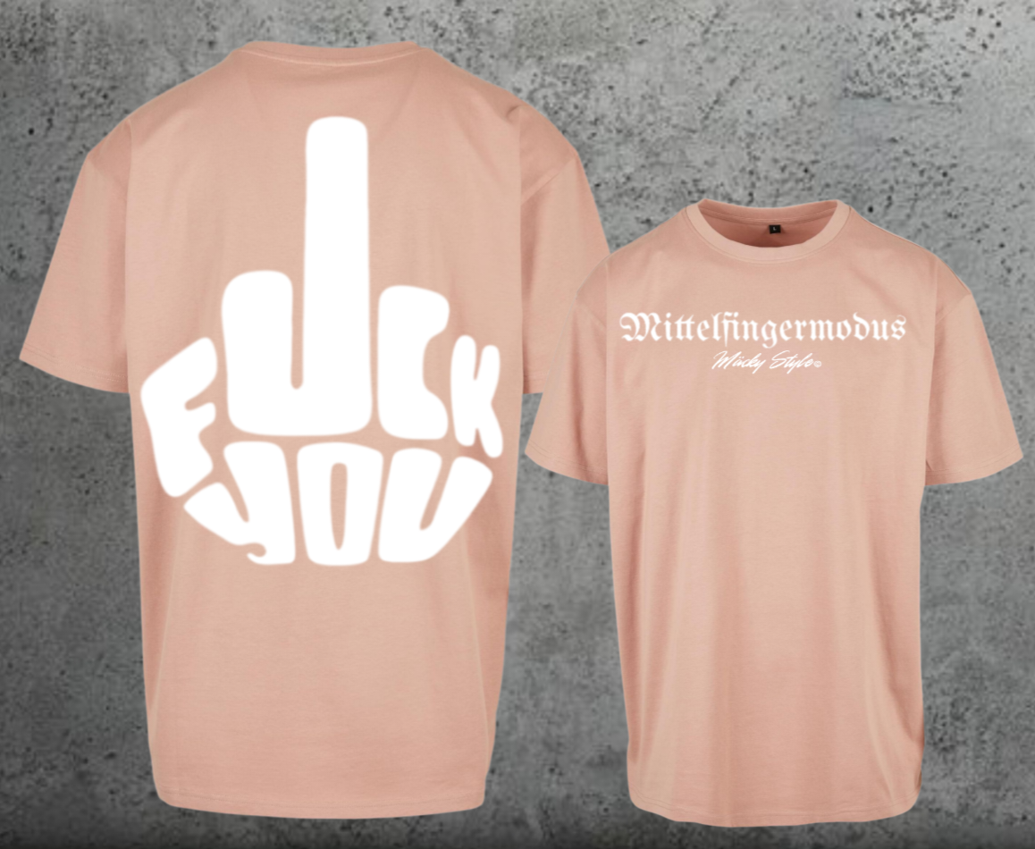 FuckYou - Mittelfingermodus Weiss Oversize Shirt Backprint