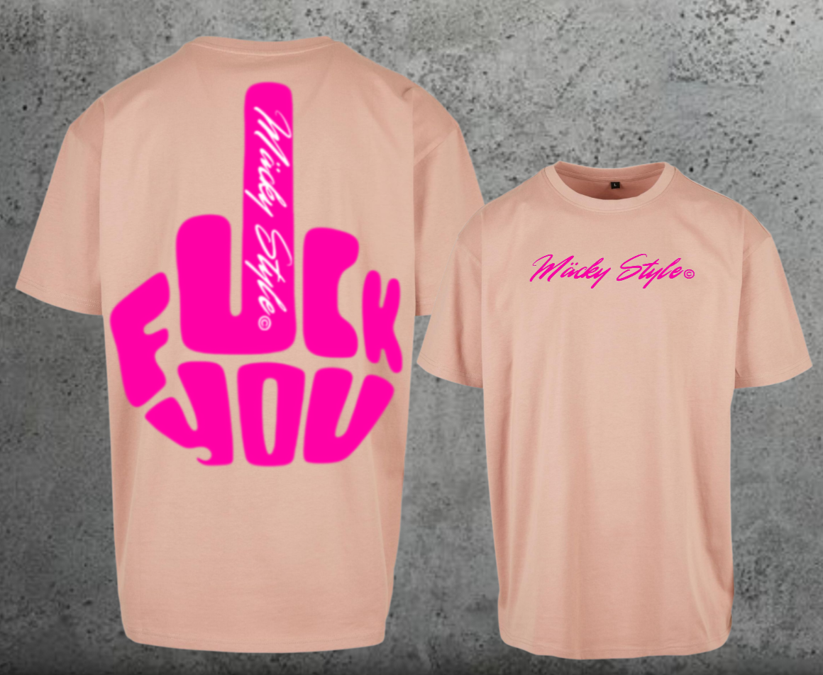 FuckYou MĂ€ckyStyles Pink Oversize Shirt Backprint