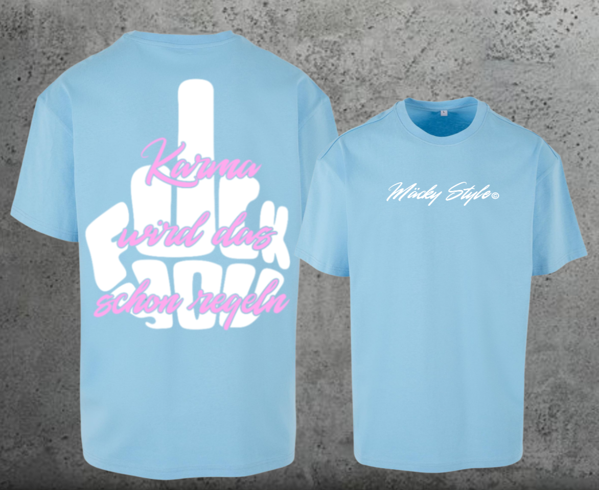 FuckYou Karma (Weiss/Rosa) Oversize Shirt Backprint