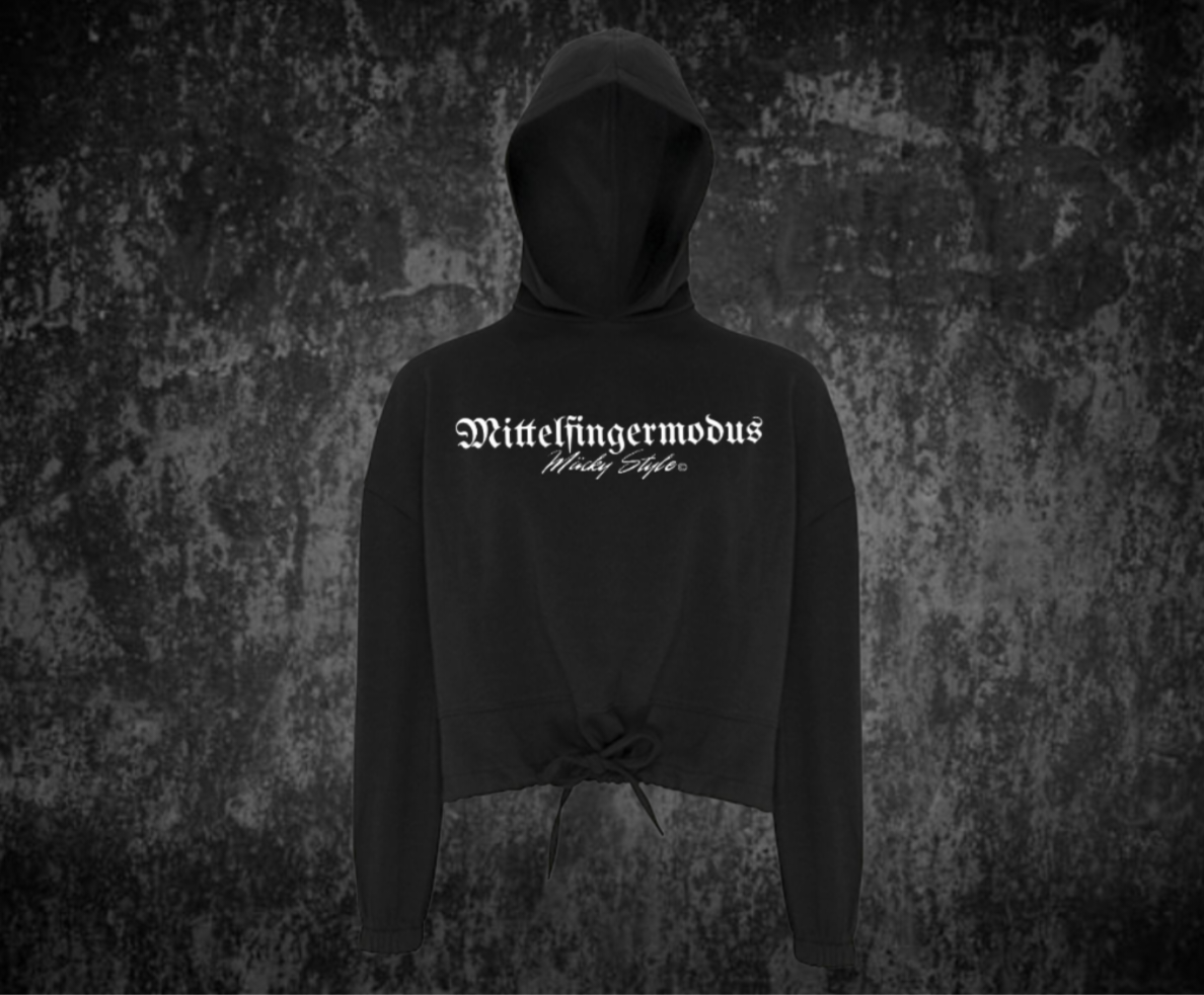 Mittelfingermodus Cropped Oversize Hoodie Woman