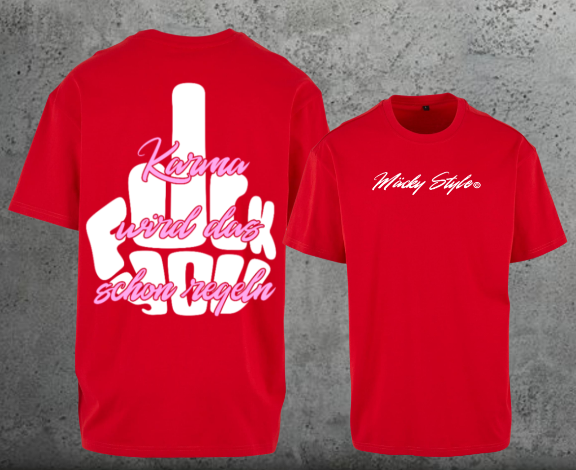 FuckYou Karma (Weiss/Rosa) Oversize Shirt Backprint