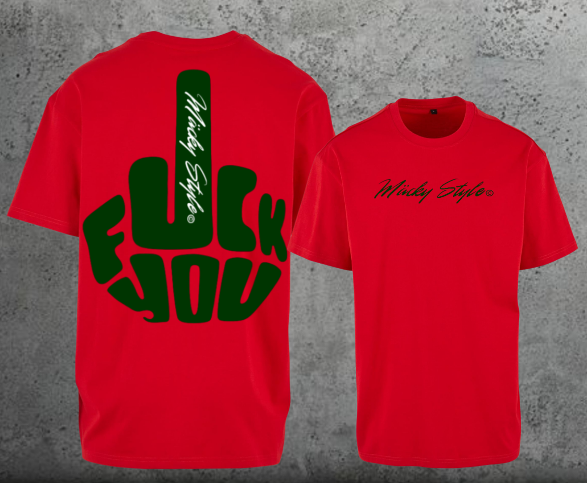 FuckYou MäckyStyles Grün Oversize Shirt Backprint