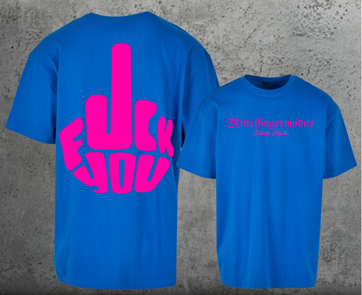 FuckYou - Mittelfingermodus Pink Oversize Shirt Backprint