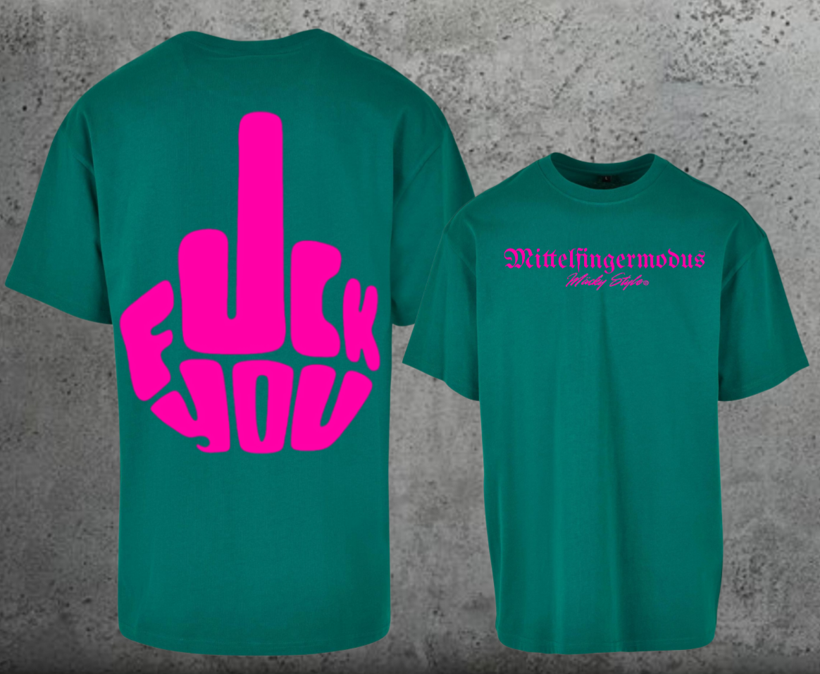 FuckYou - Mittelfingermodus Pink Oversize Shirt Backprint