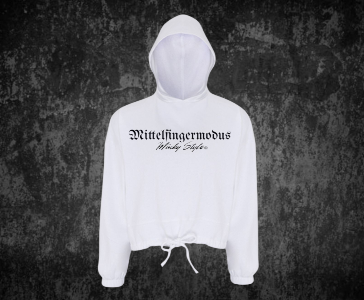 Mittelfingermodus Cropped Oversize Hoodie Woman