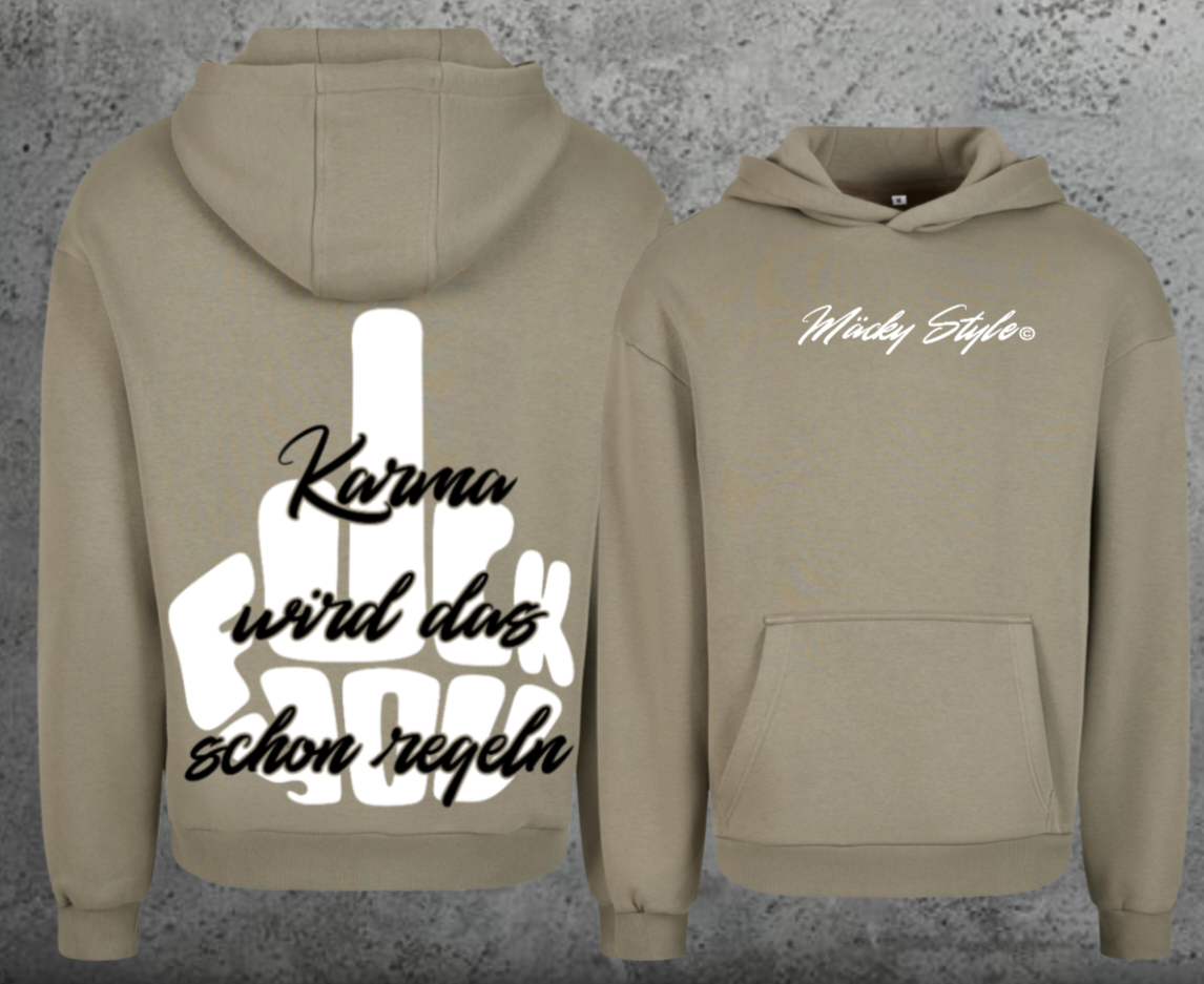 FuckYou Karma (Weiss/Schwarz) Hoodie Soft Backprint