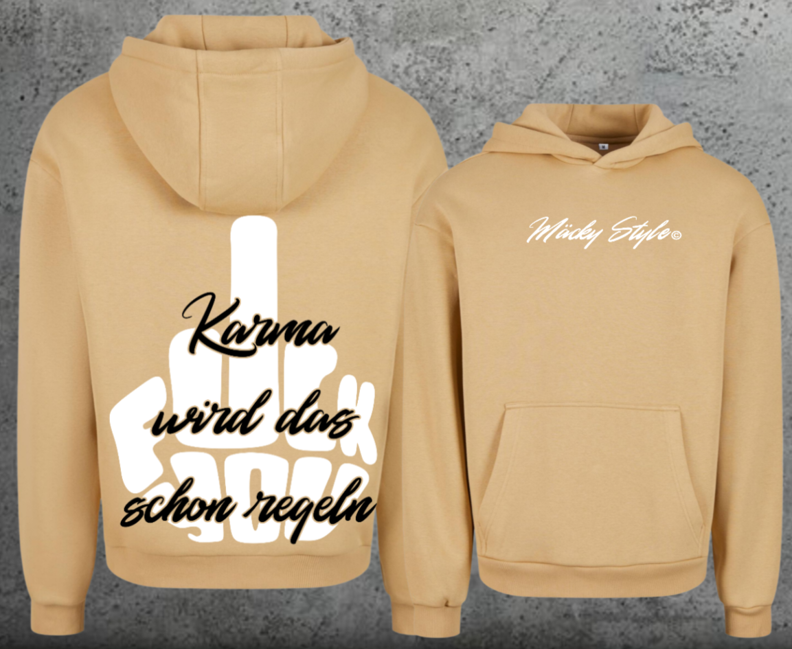 FuckYou Karma (Weiss/Schwarz) Hoodie Soft Backprint