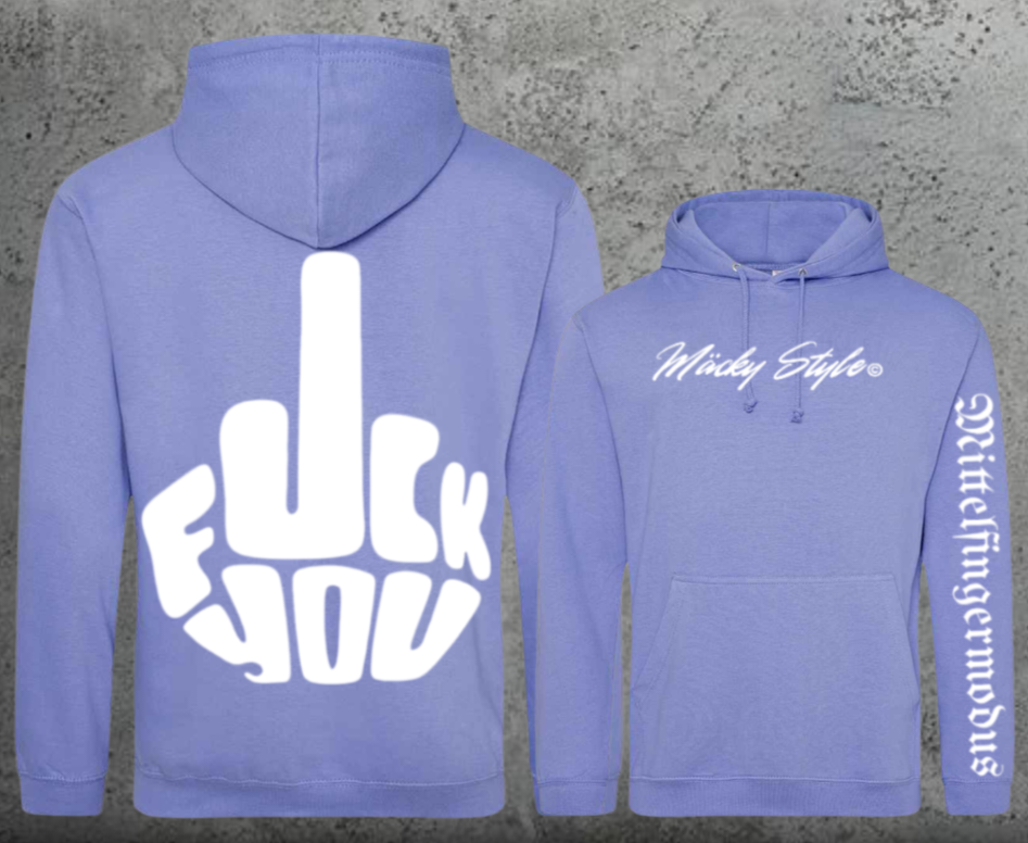 FuckYou - Mittelfingermodus Weiss Hoodie Unisex Backprint