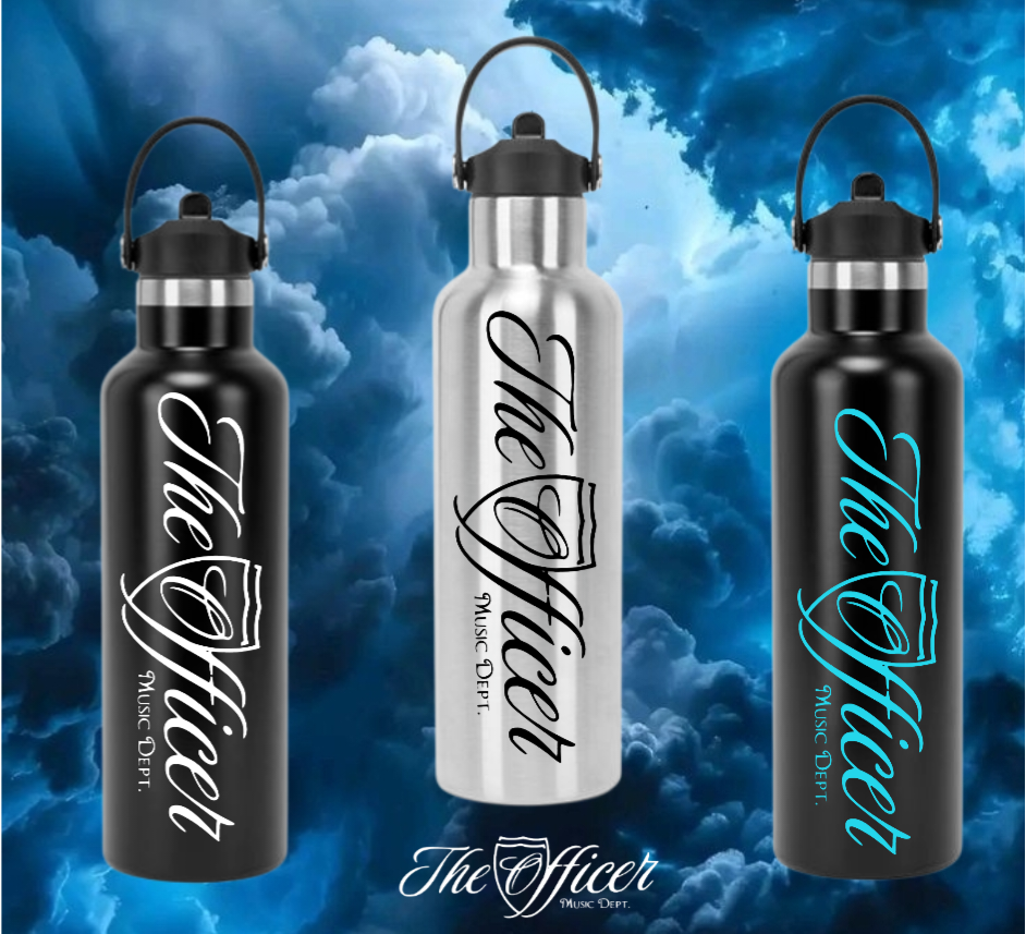 The Officer Schriftzug Dekorative Alu-Trinkflasche