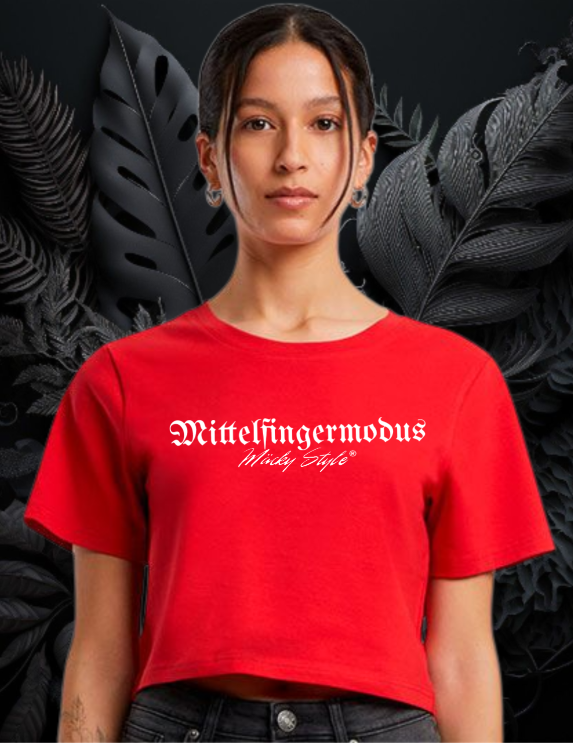 Middle Finger Mode Cropped Tee Woman
