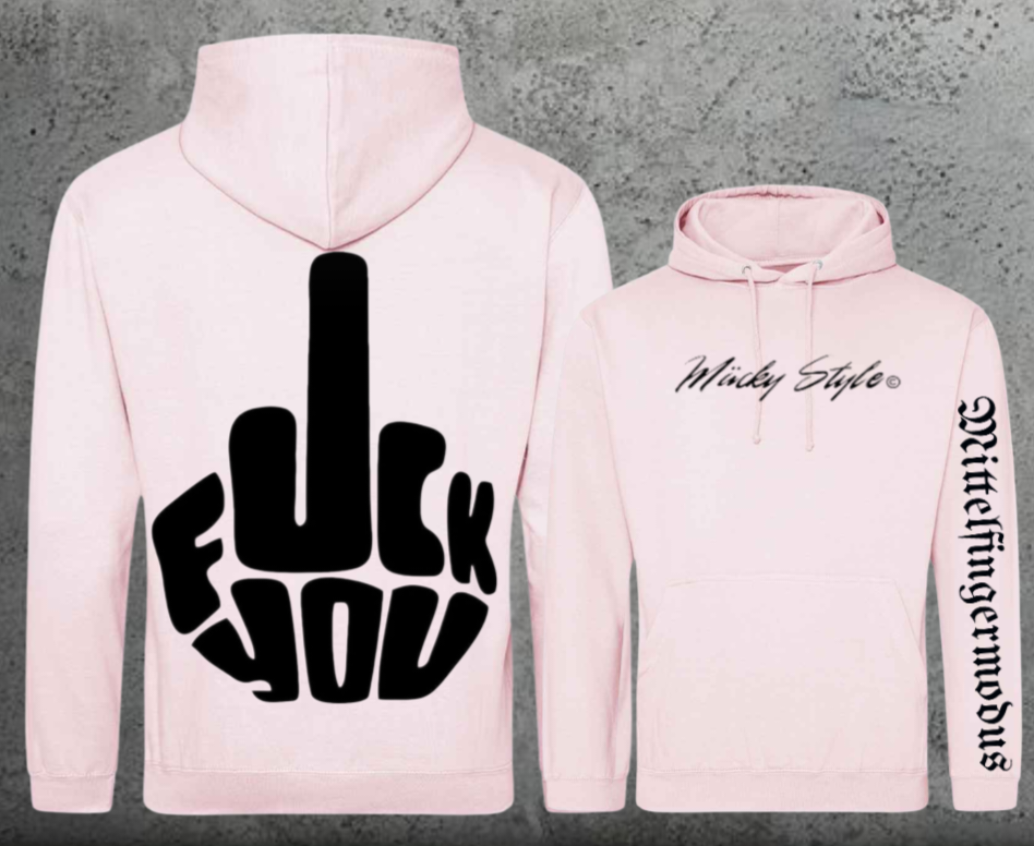 FuckYou - Mittelfingermodus Schwarz Hoodie Unisex Backprint