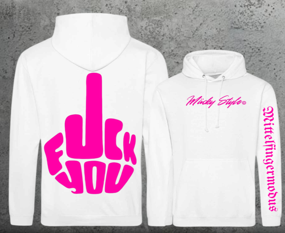 FuckYou - Mittelfingermodus Pink Hoodie Unisex Backprint