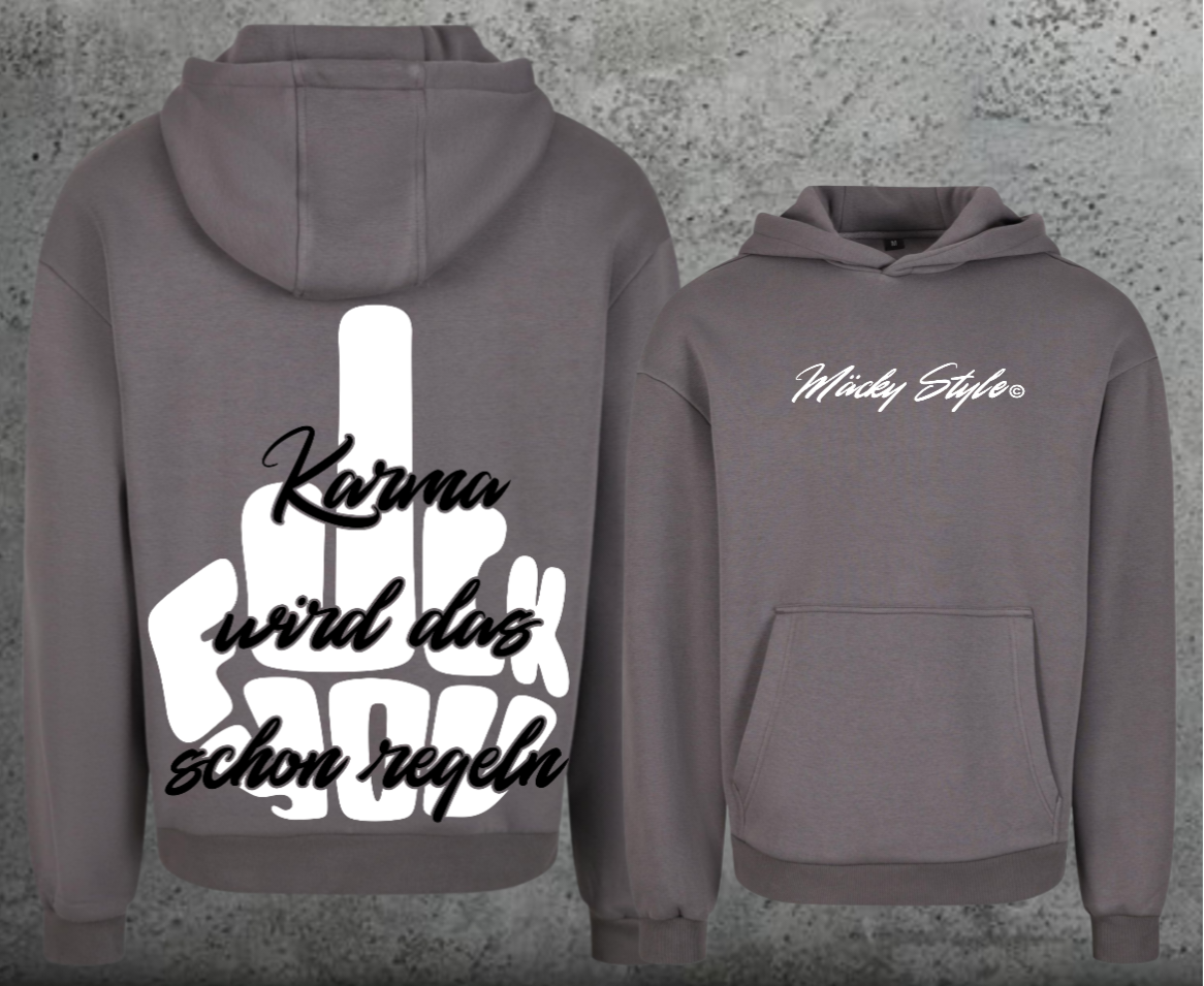 FuckYou Karma (Weiss/Schwarz) Hoodie Soft Backprint