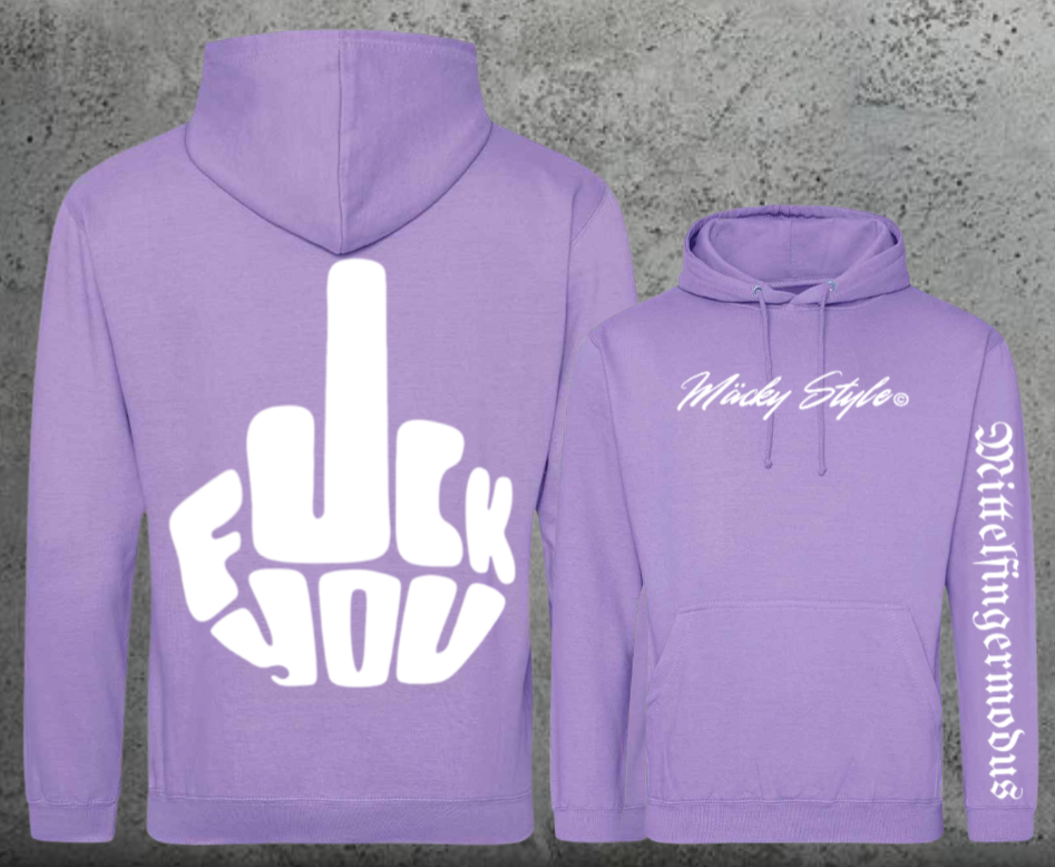 FuckYou - Mittelfingermodus Weiss Hoodie Unisex Backprint