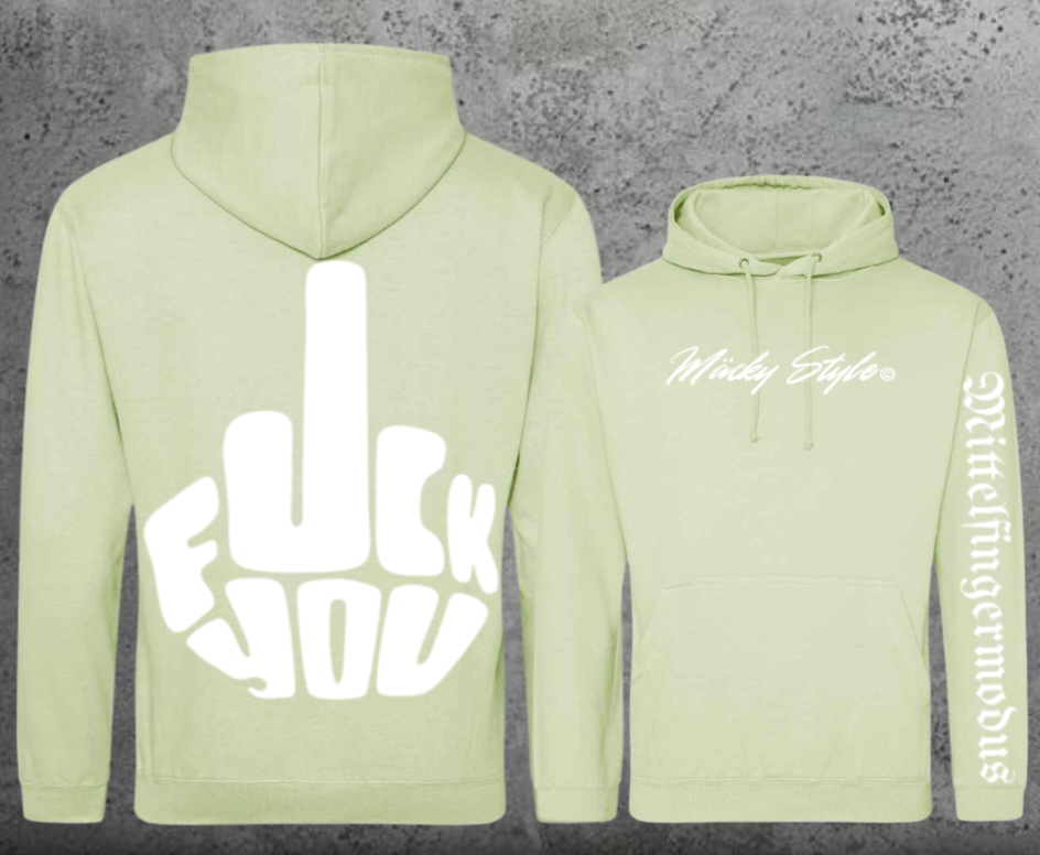 FuckYou - Mittelfingermodus Weiss Hoodie Unisex Backprint