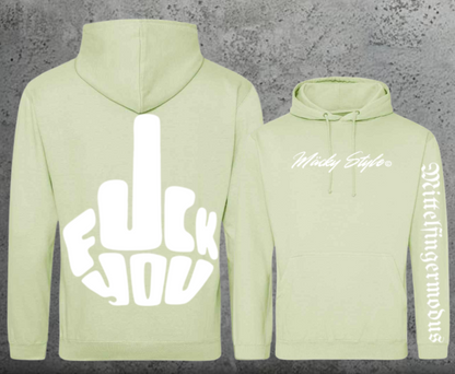 FuckYou - Mittelfingermodus Weiss Hoodie Unisex Backprint