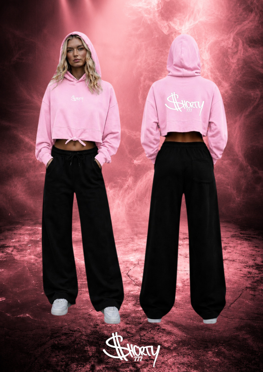 Middle Finger Mode Cropped Oversize Hoodie Woman