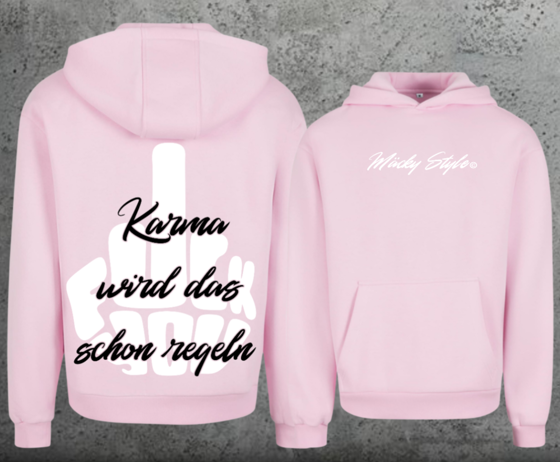 FuckYou Karma (Weiss/Schwarz) Hoodie Soft Backprint