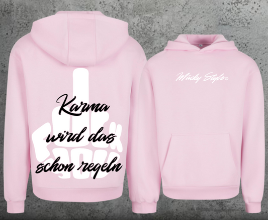 FuckYou Karma (Weiss/Schwarz) Hoodie Soft Backprint
