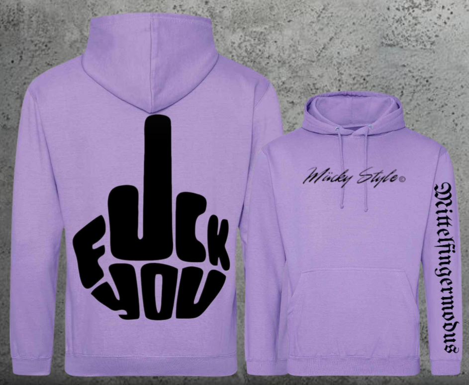 FuckYou - Mittelfingermodus Schwarz Hoodie Unisex Backprint