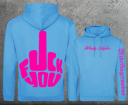 FuckYou - Mittelfingermodus Pink Hoodie Unisex Backprint
