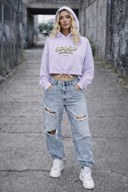 Felpa con cappuccio oversize corta con motivo dito medio da donna