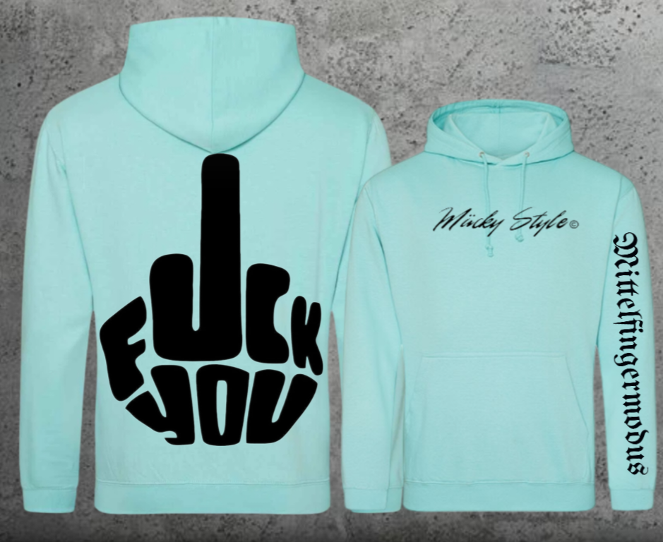 FuckYou - Mittelfingermodus Schwarz Hoodie Unisex Backprint