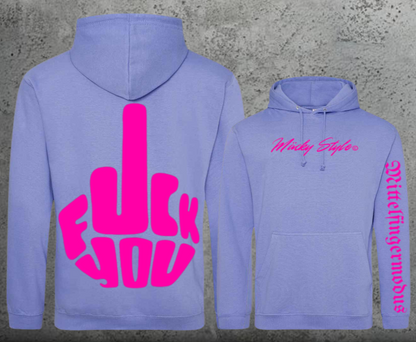 FuckYou - Mittelfingermodus Pink Hoodie Unisex Backprint