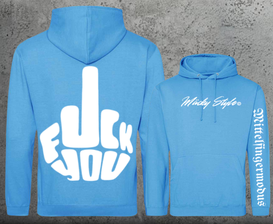FuckYou - Mittelfingermodus Weiss Hoodie Unisex Backprint