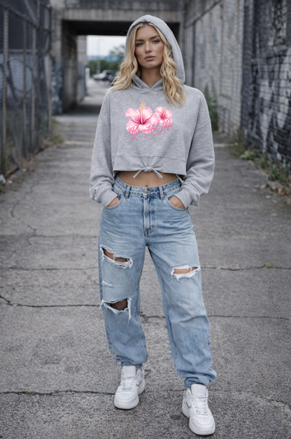 Beautiful Life Cropped Oversize Hoodie Woman