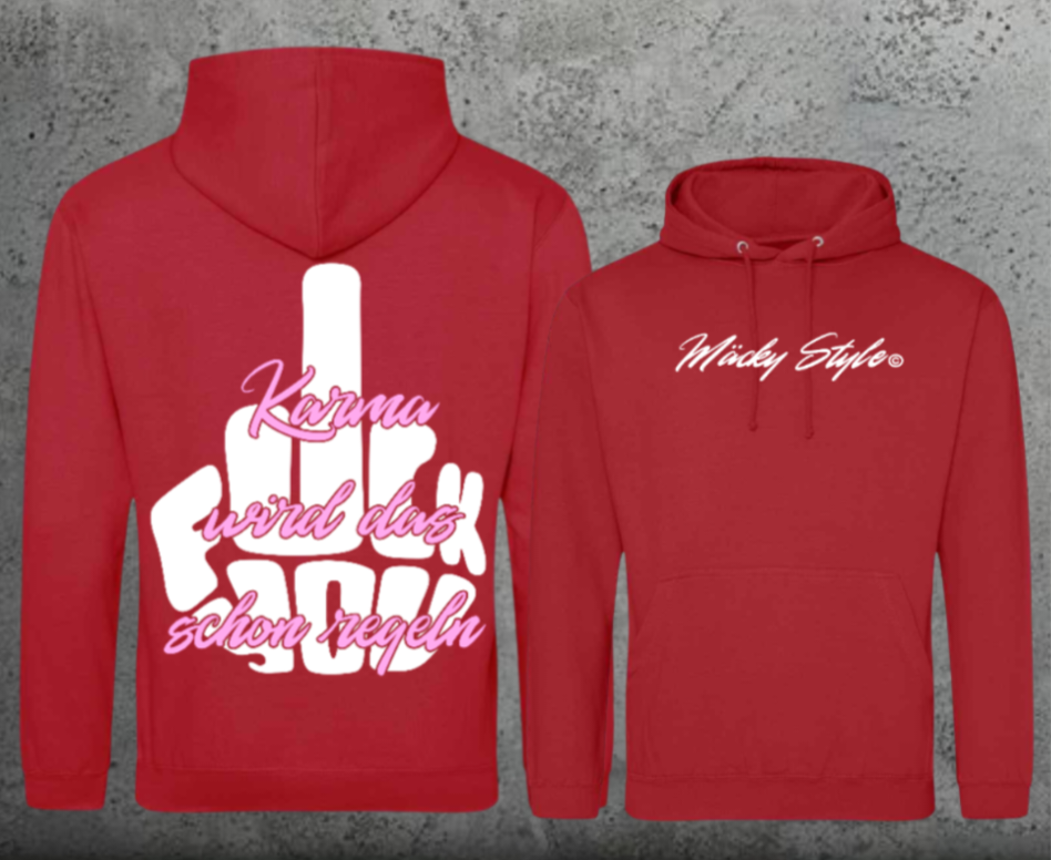 FuckYou Karma (Weiss/Rosa) Hoodie Unisex Backprint