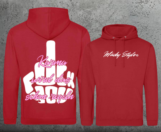 FuckYou Karma (Weiss/Rosa) Hoodie Unisex Backprint