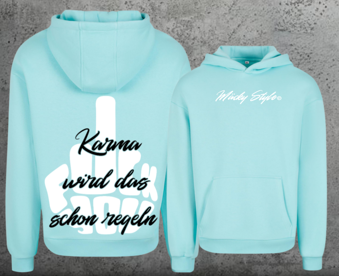 FuckYou Karma (Weiss/Schwarz) Hoodie Soft Backprint
