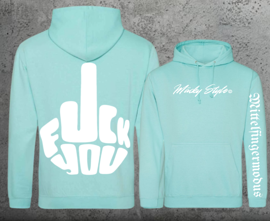 FuckYou - Mittelfingermodus Weiss Hoodie Unisex Backprint